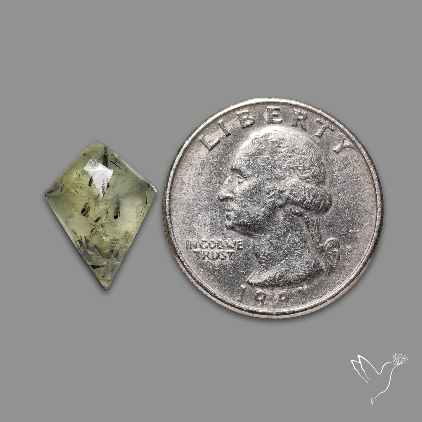 Rose Cut Black Tourmalinated Prehnite