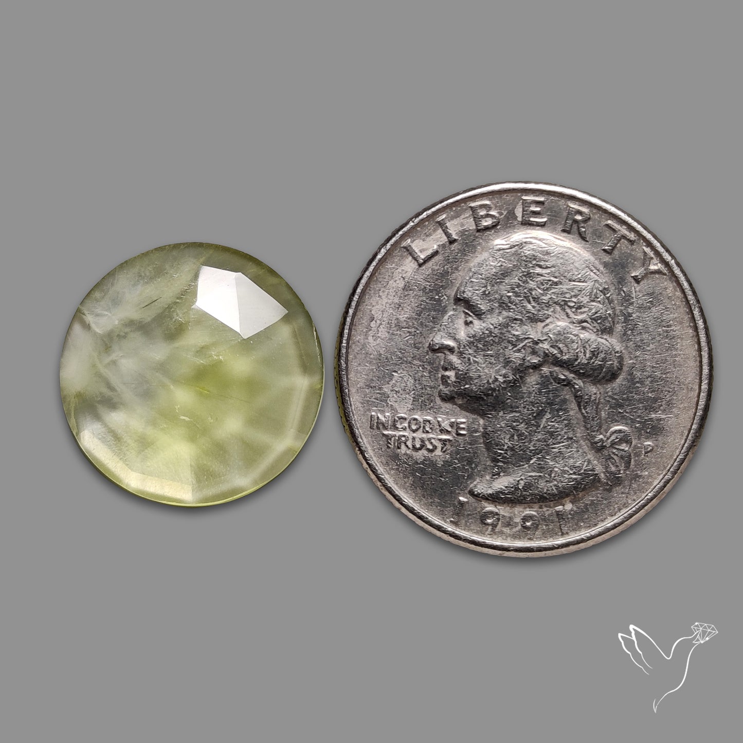 Rose Cut Black Tourmalinated Prehnite