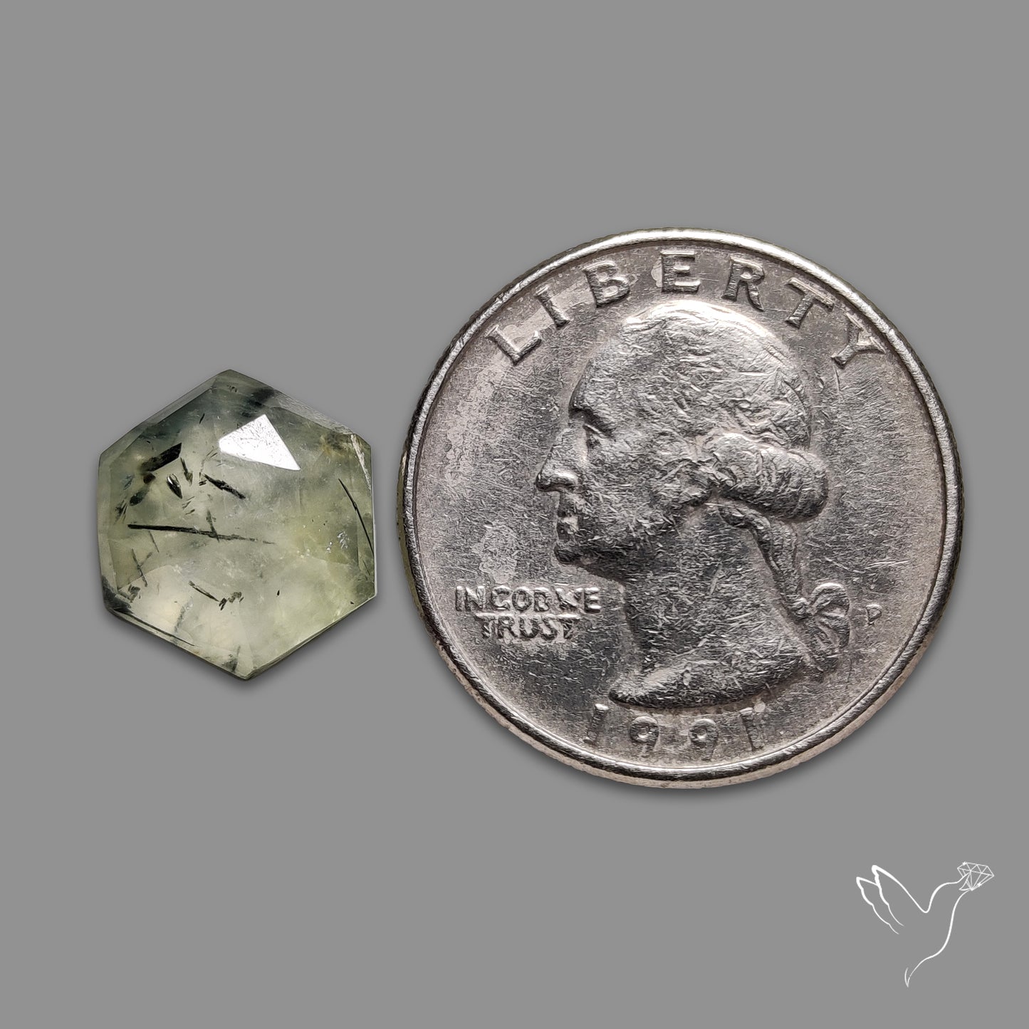 Rose Cut Black Tourmalinated Prehnite