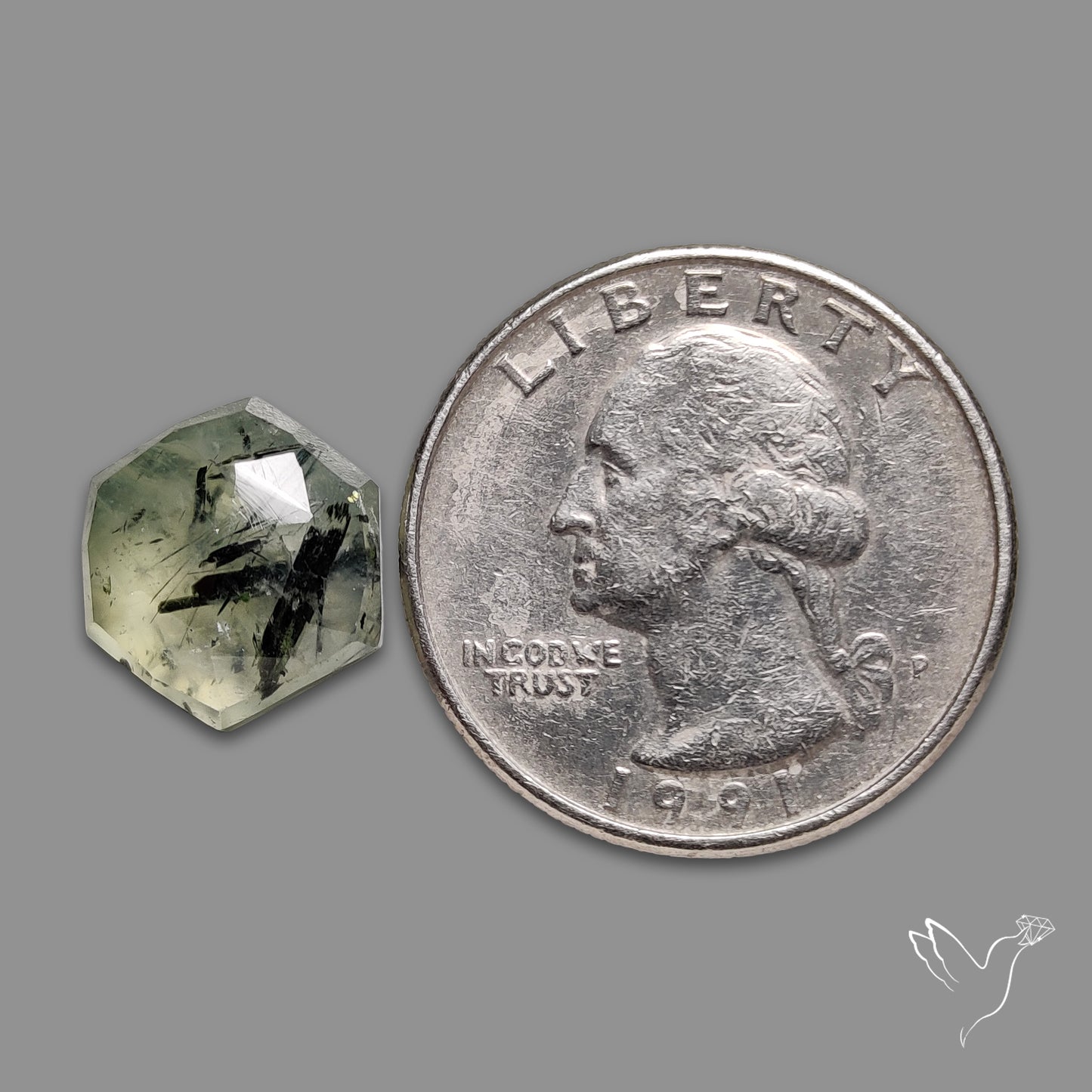 Rose Cut Black Tourmalinated Prehnite
