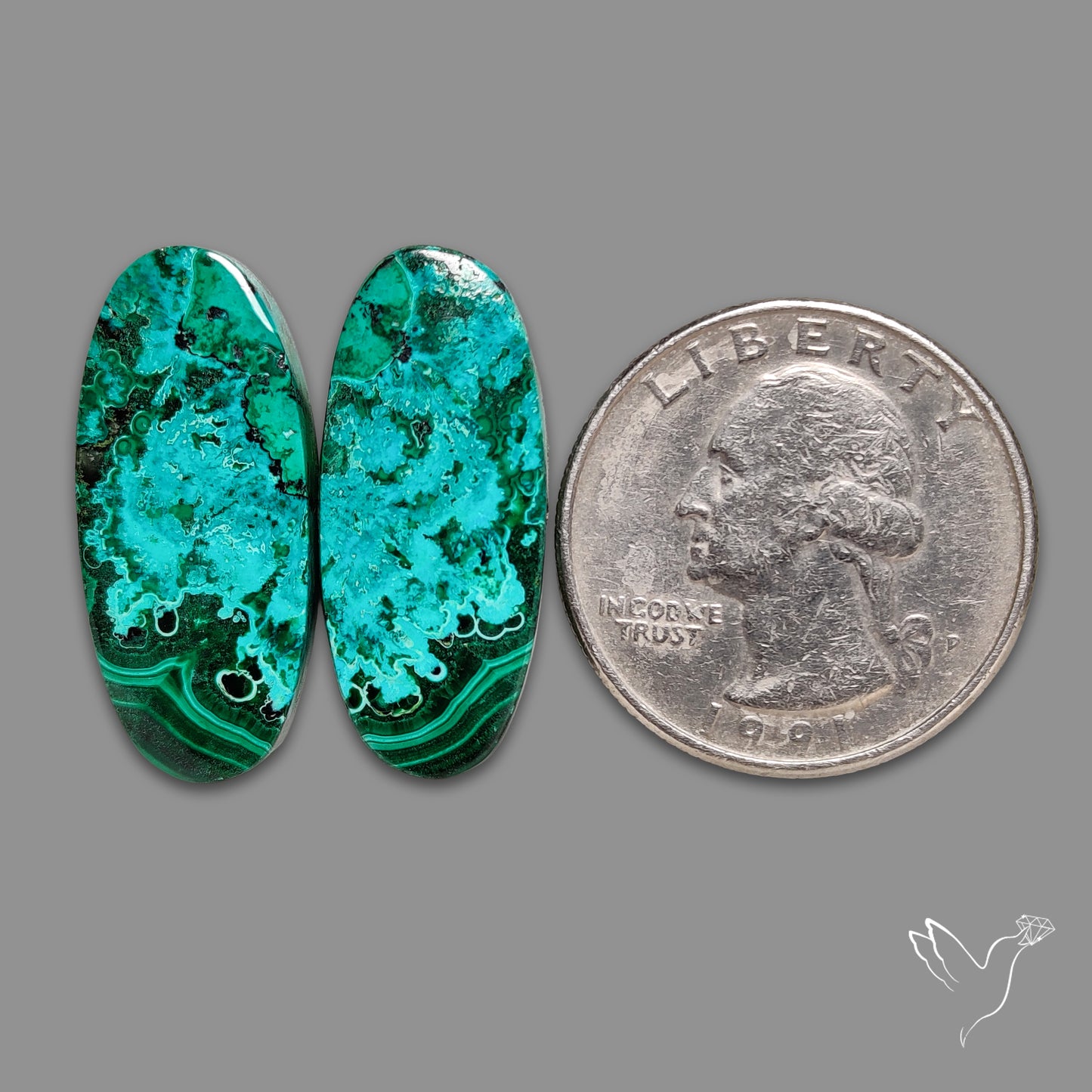 Chrysocolla In Malachite Pair