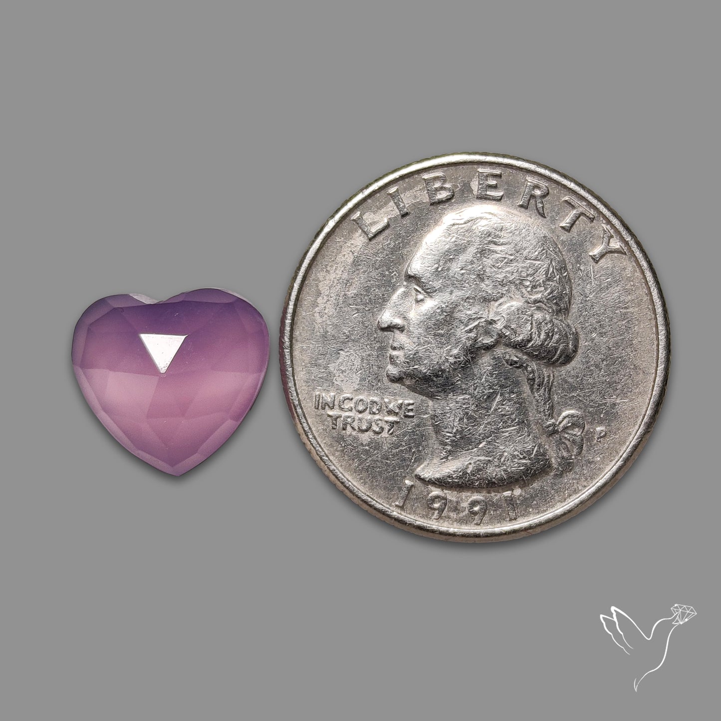 Rose Cut Lavender Chalcedony Heart