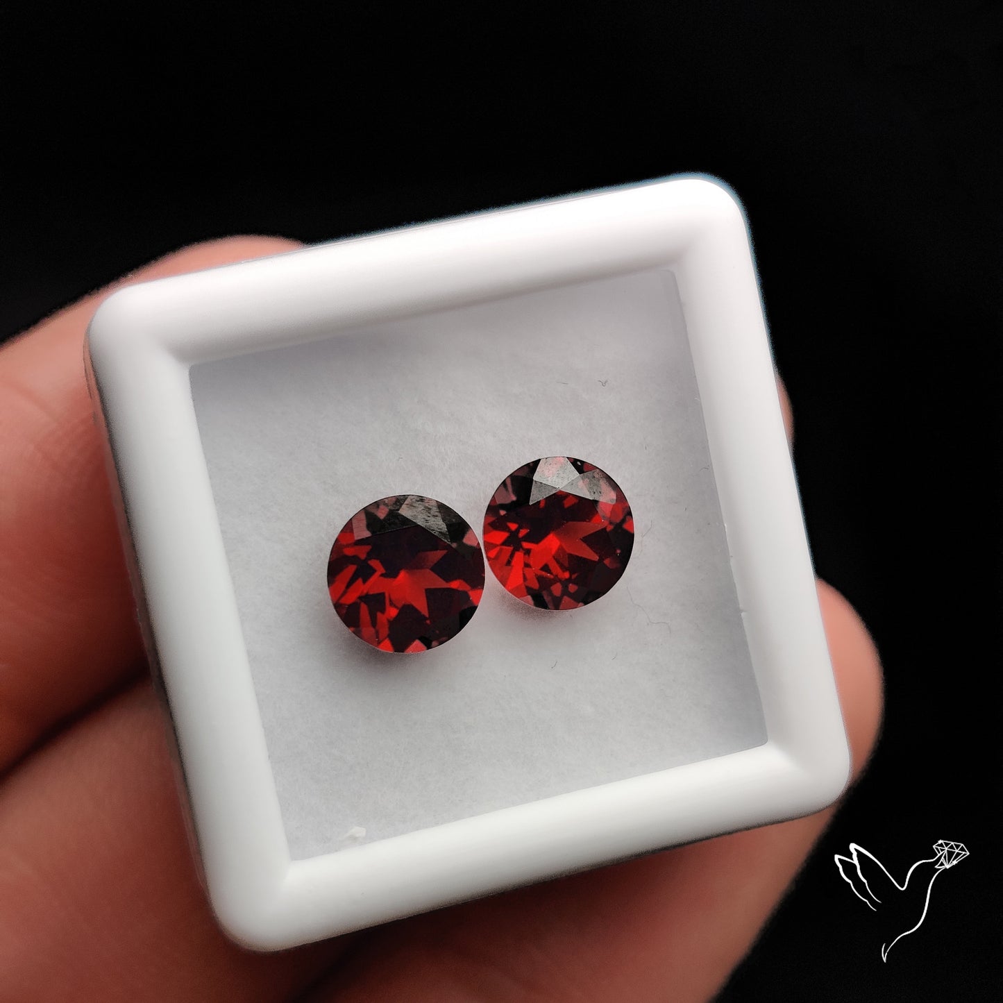 Natural Almandine Garnet (Pyrope) Faceted Pair
