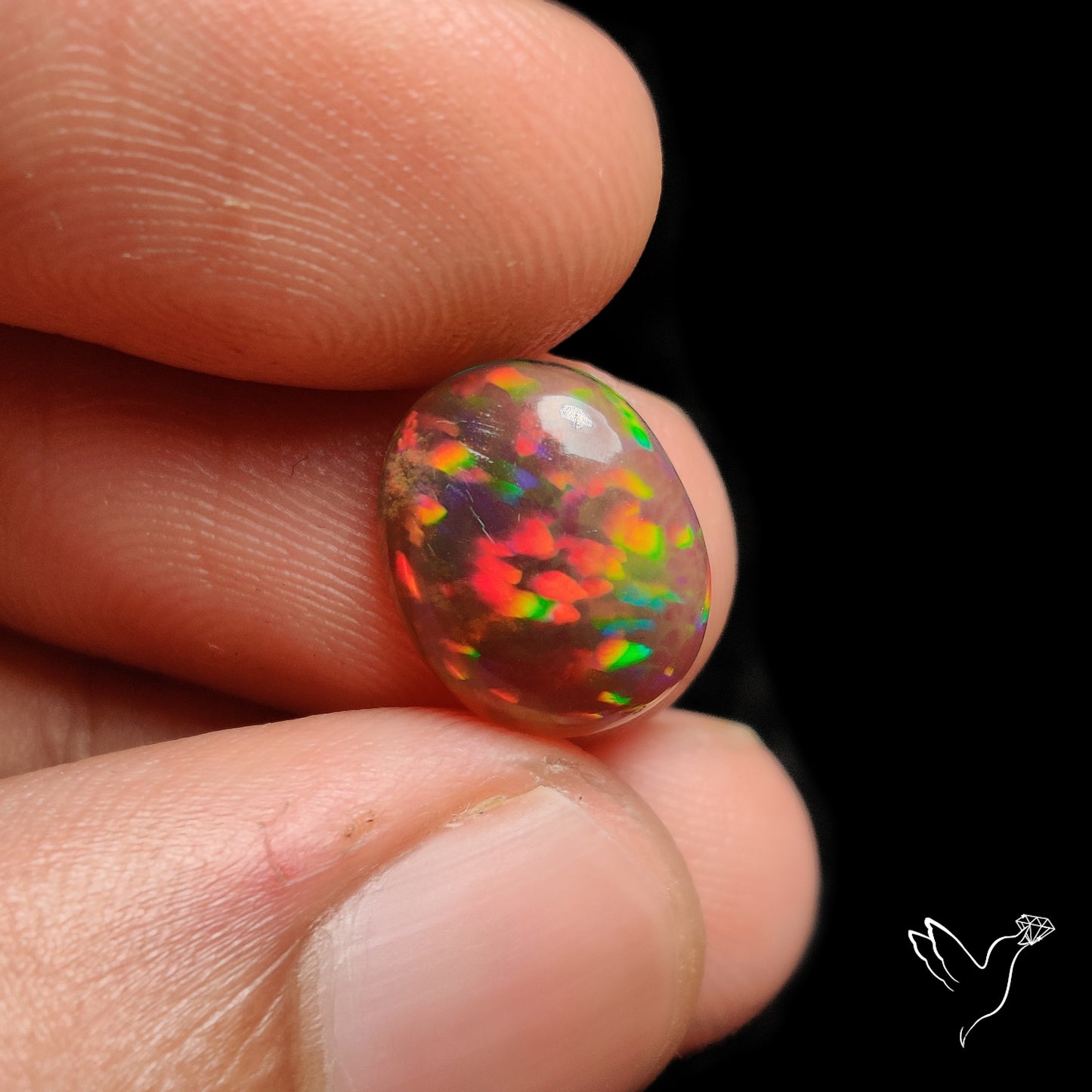 Ethiopian Black Opal Cabochon Smoked Pin Dot Fire