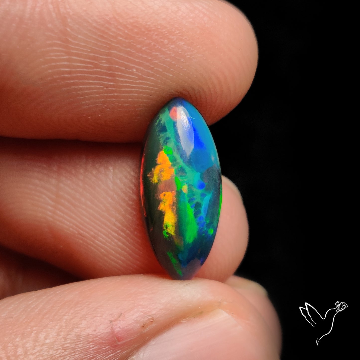 Ethiopian Black Opal Cabochon Smoked