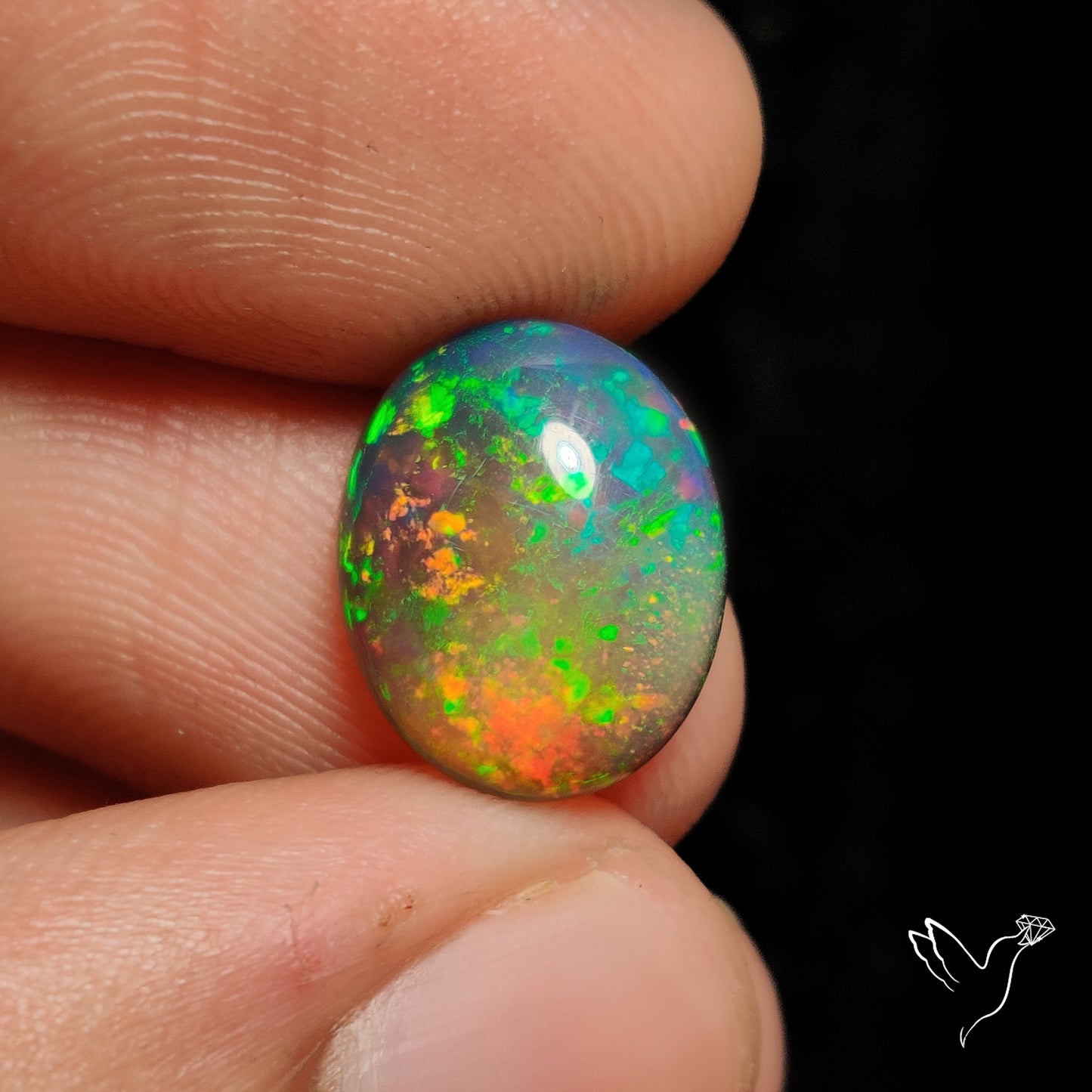Ethiopian Black Opal Cabochon Smoked