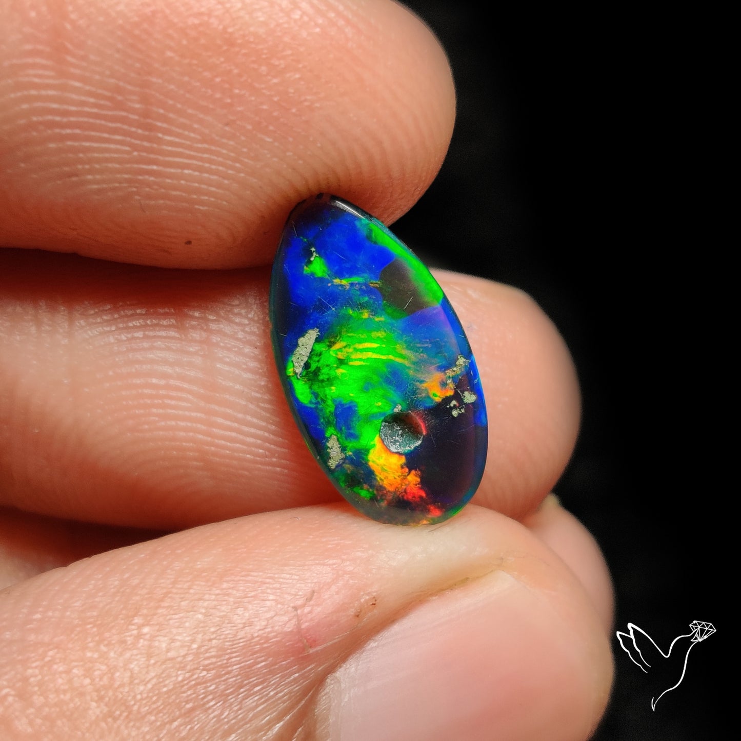 Ethiopian Black Opal Cabochon Smoked