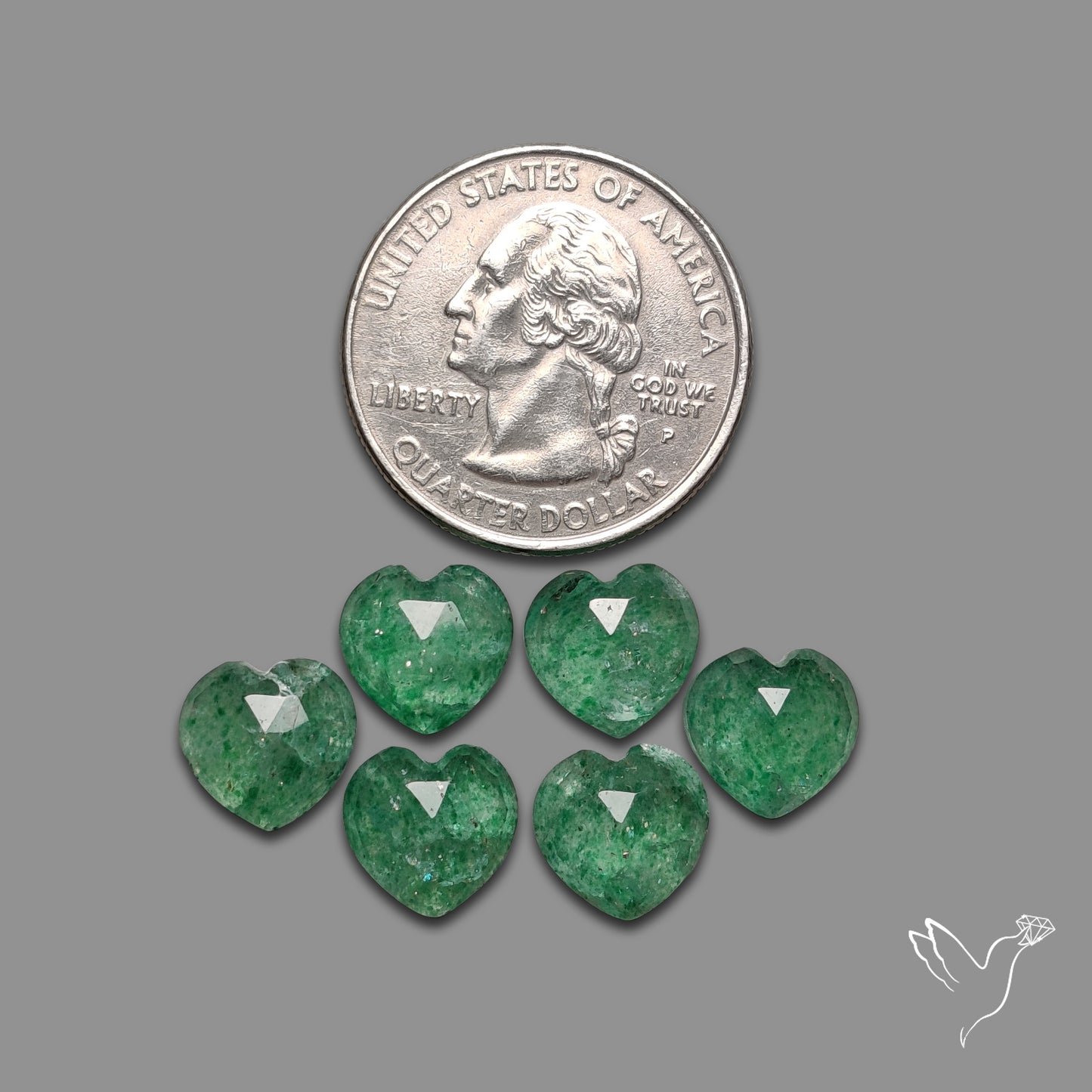 Rose Cut Green Tanzurine Hearts Lot
