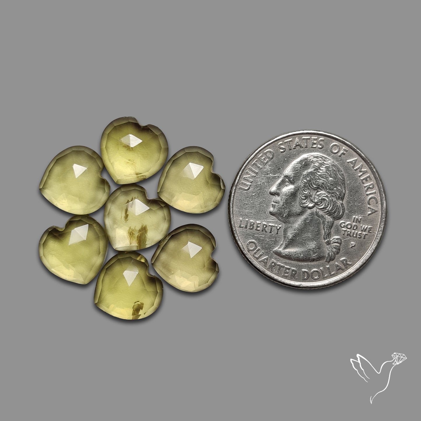 Rose Cut Lemon Quartz Hearts Lot