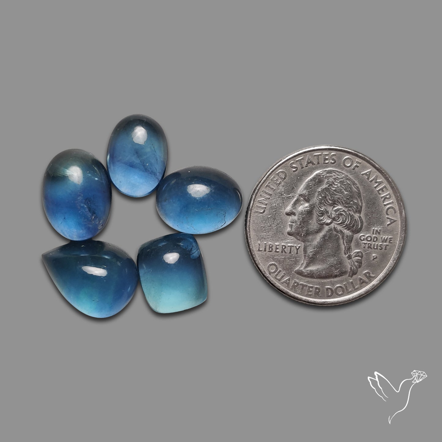Belgiun Teal Fluorite Cabochons Lot
