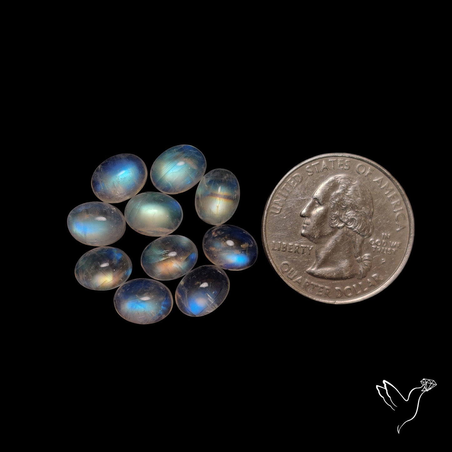 Rainbow Moonstone Cabochons Lot