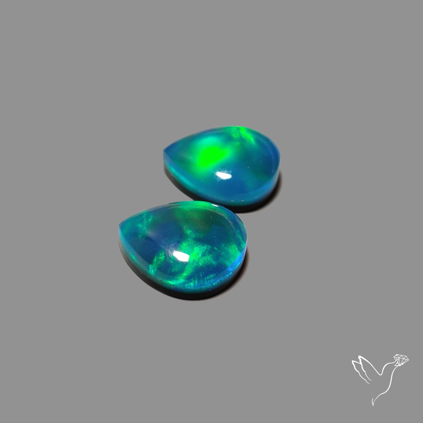 Green Aurora Opal Doublets Pair