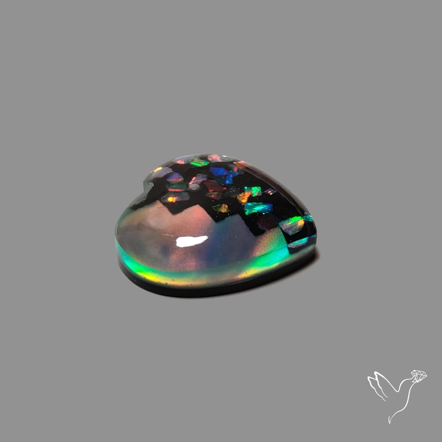 Crushed Opal Inlay Aurora Opal Heart Doublet