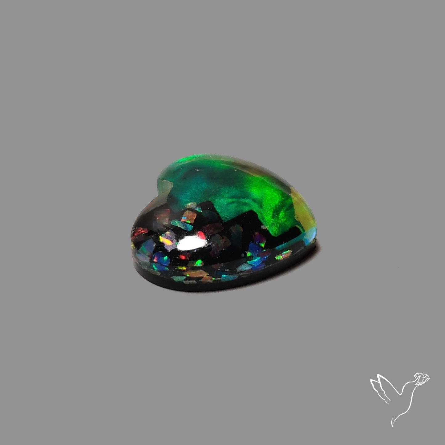 Crushed Opal Inlay Aurora Opal Heart Doublet