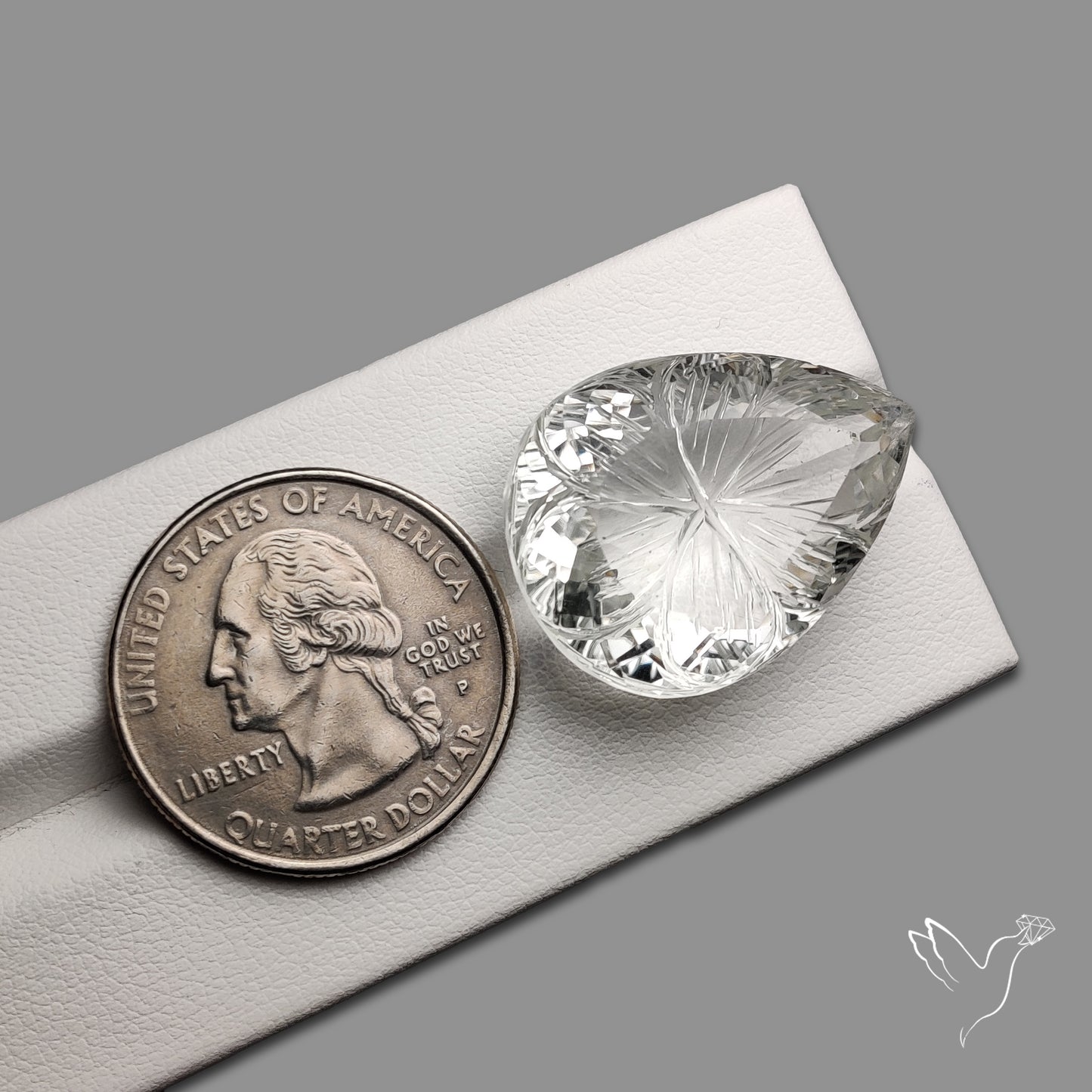 Faceted Himlayan Quartz Reverse Intaglio Carving Handcarved