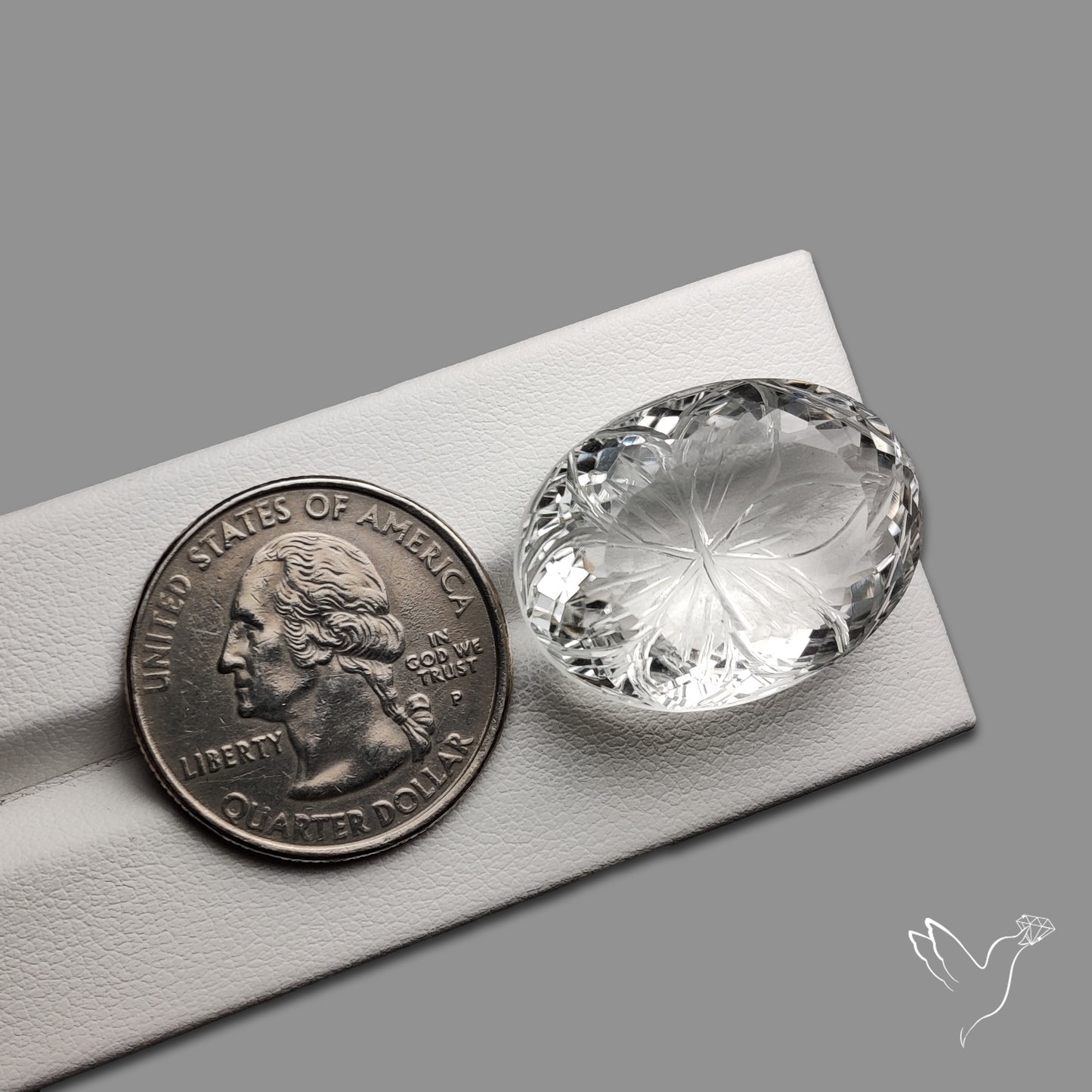 Faceted Himlayan Quartz Reverse Intaglio Carving Handcarved