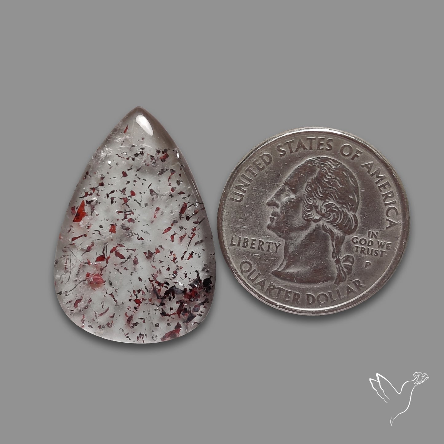 Quartz with Lepidocrocite Hematite Cabochon