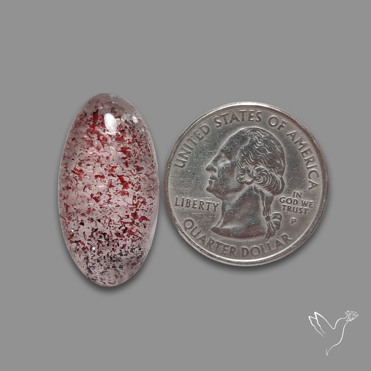 Quartz with Lepidocrocite Hematite Cabochon