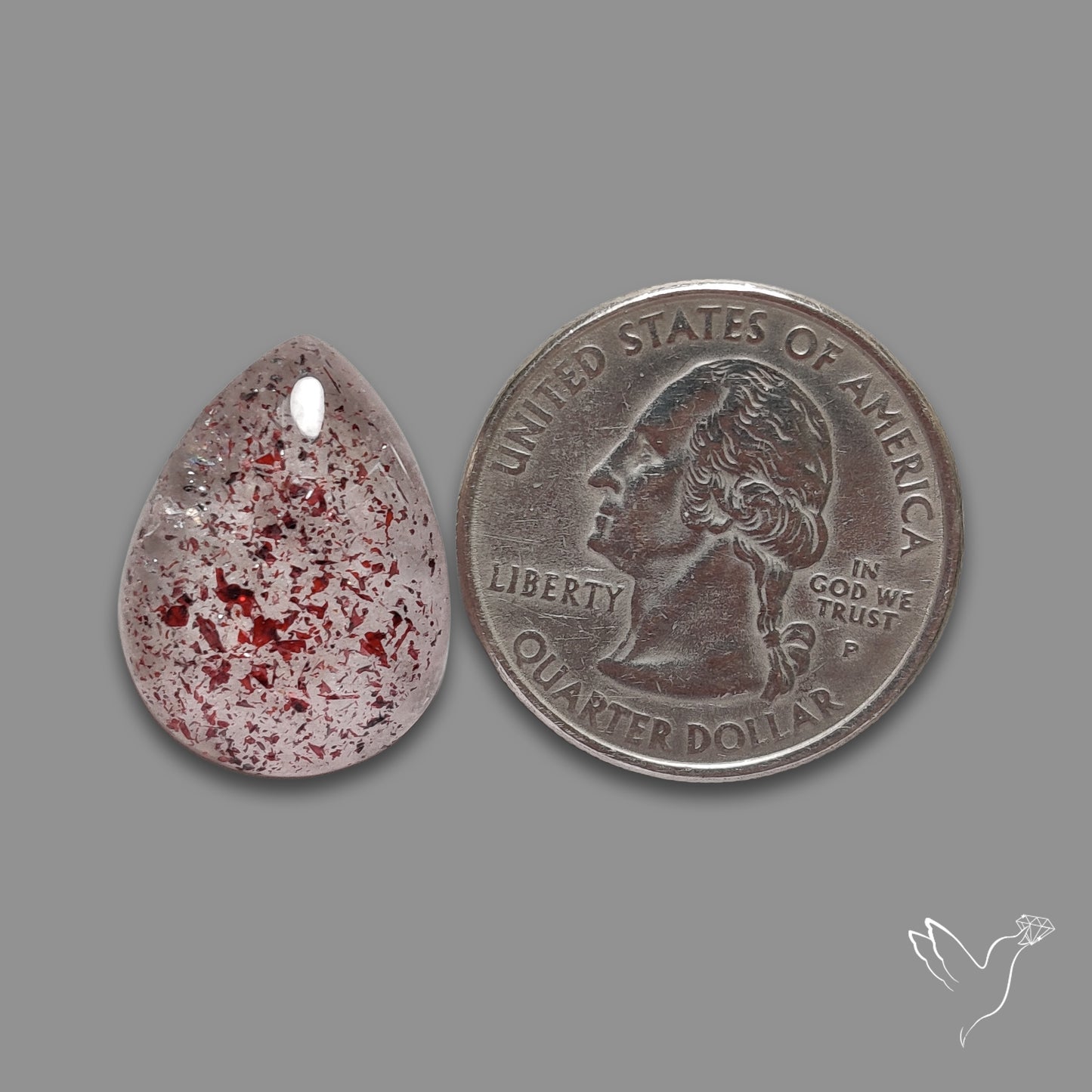 Quartz with Lepidocrocite Hematite Cabochon