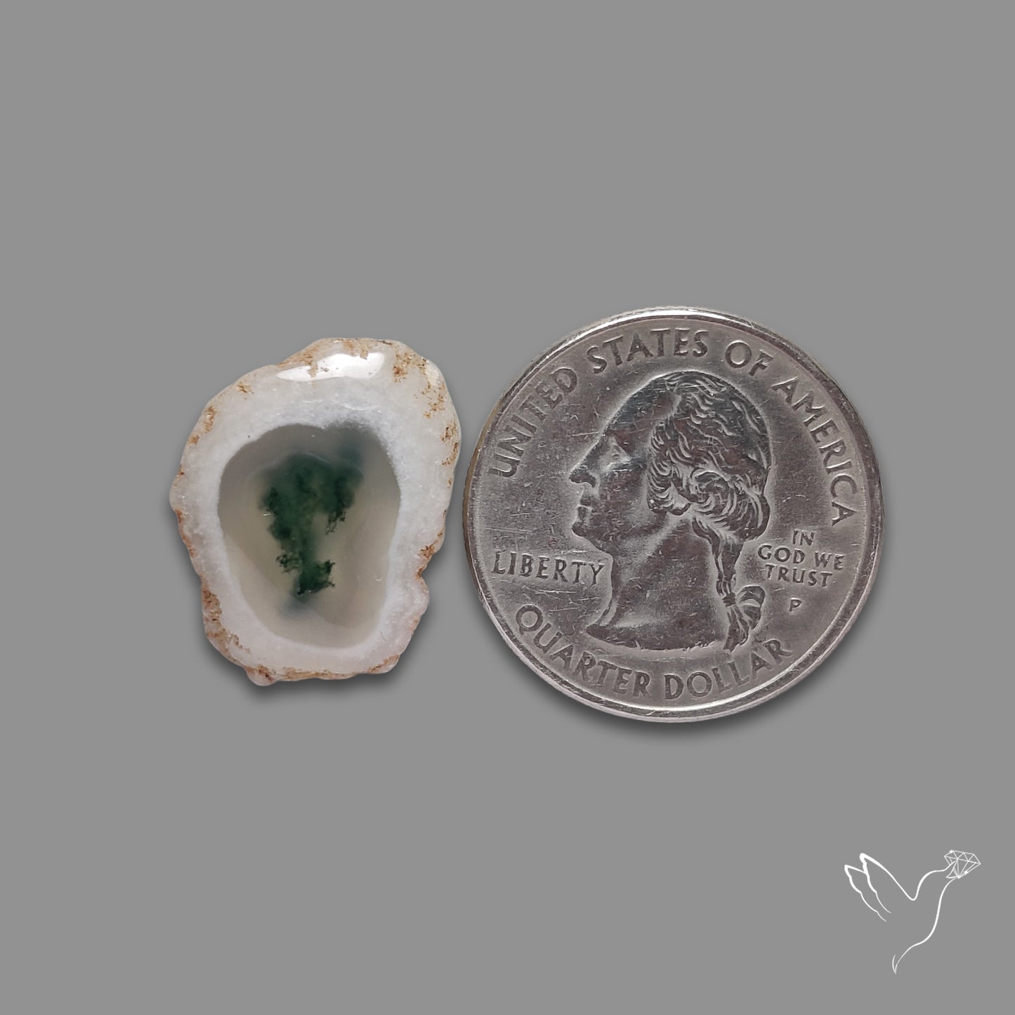 Solar Quartz with Moss Slice Raw Edges Freeform