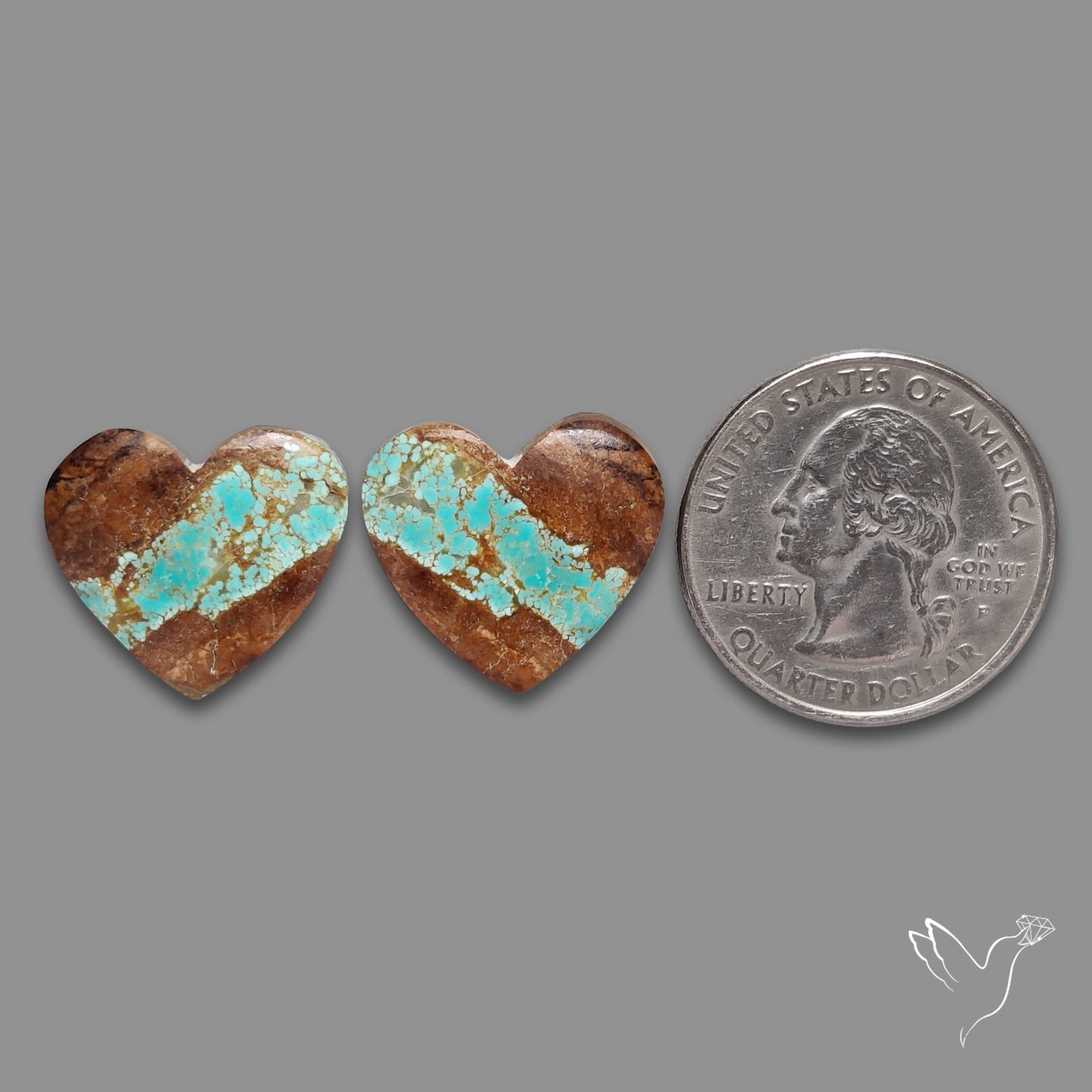 Number 8 Mines Turquoise Hearts Pair