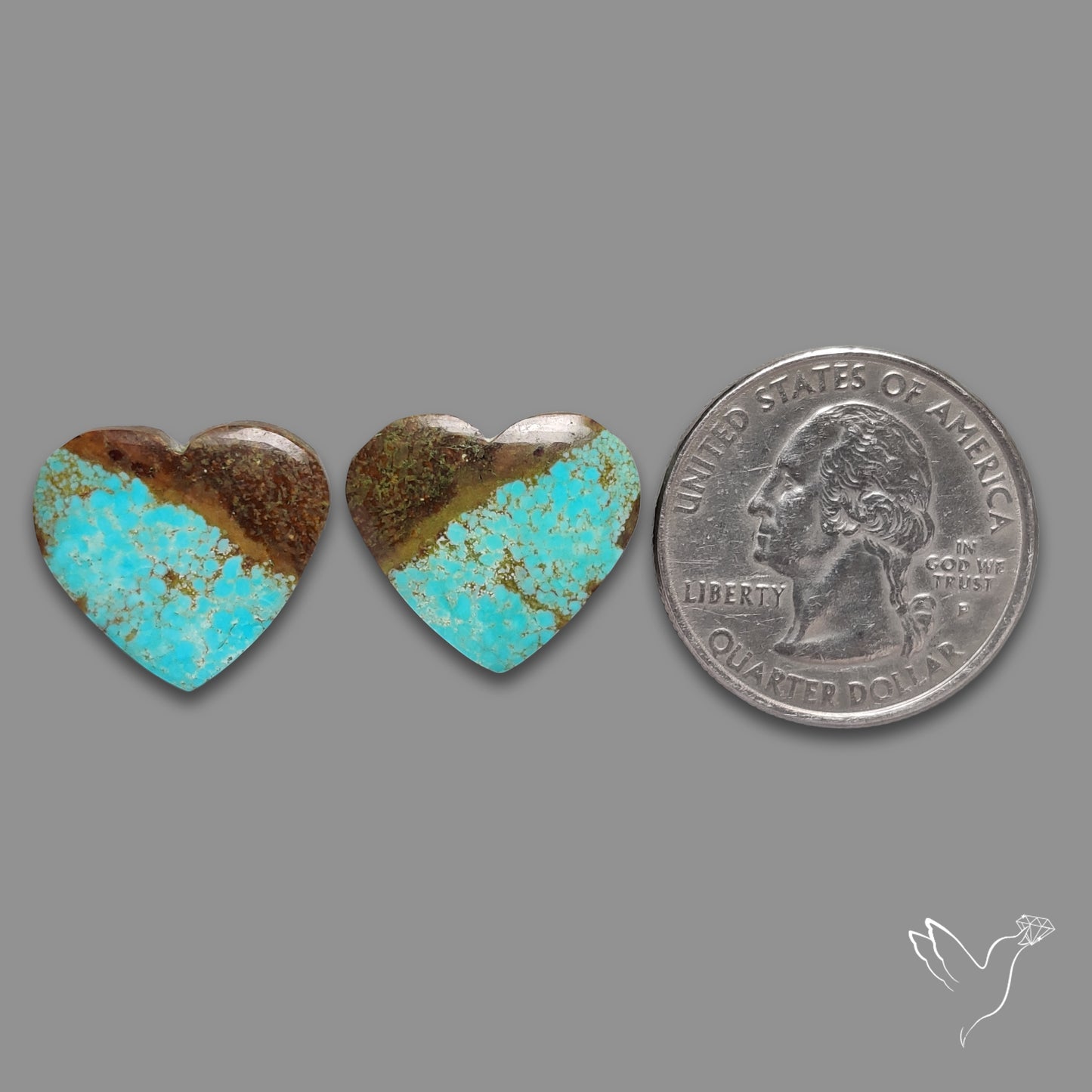 Number 8 Mines Turquoise Hearts Pair