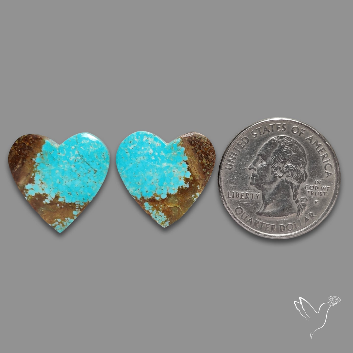 Number 8 Mines Turquoise Hearts Pair