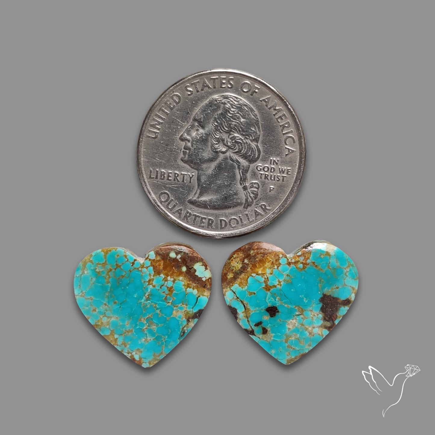 Number 8 Mines Turquoise Hearts Pair