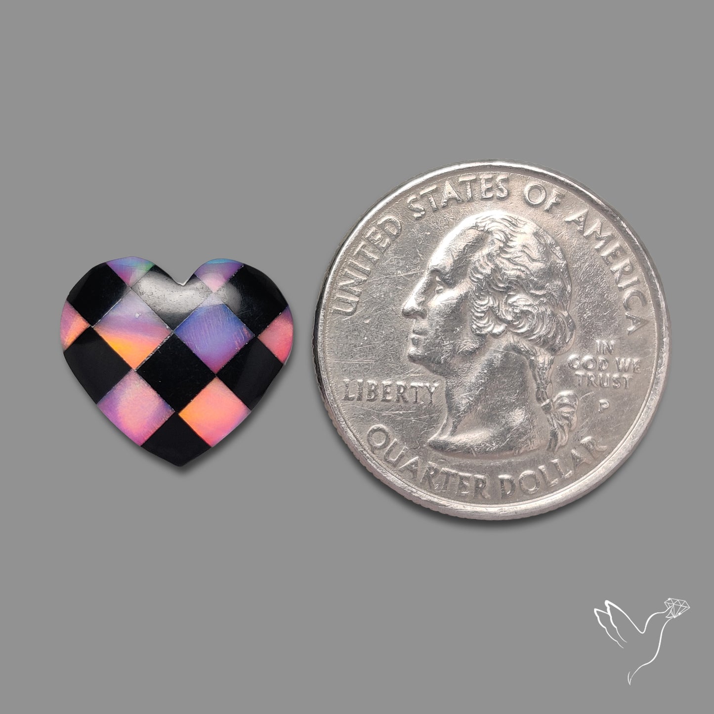 Intarcia Aurora Opal Inlay Black Onyx Heart