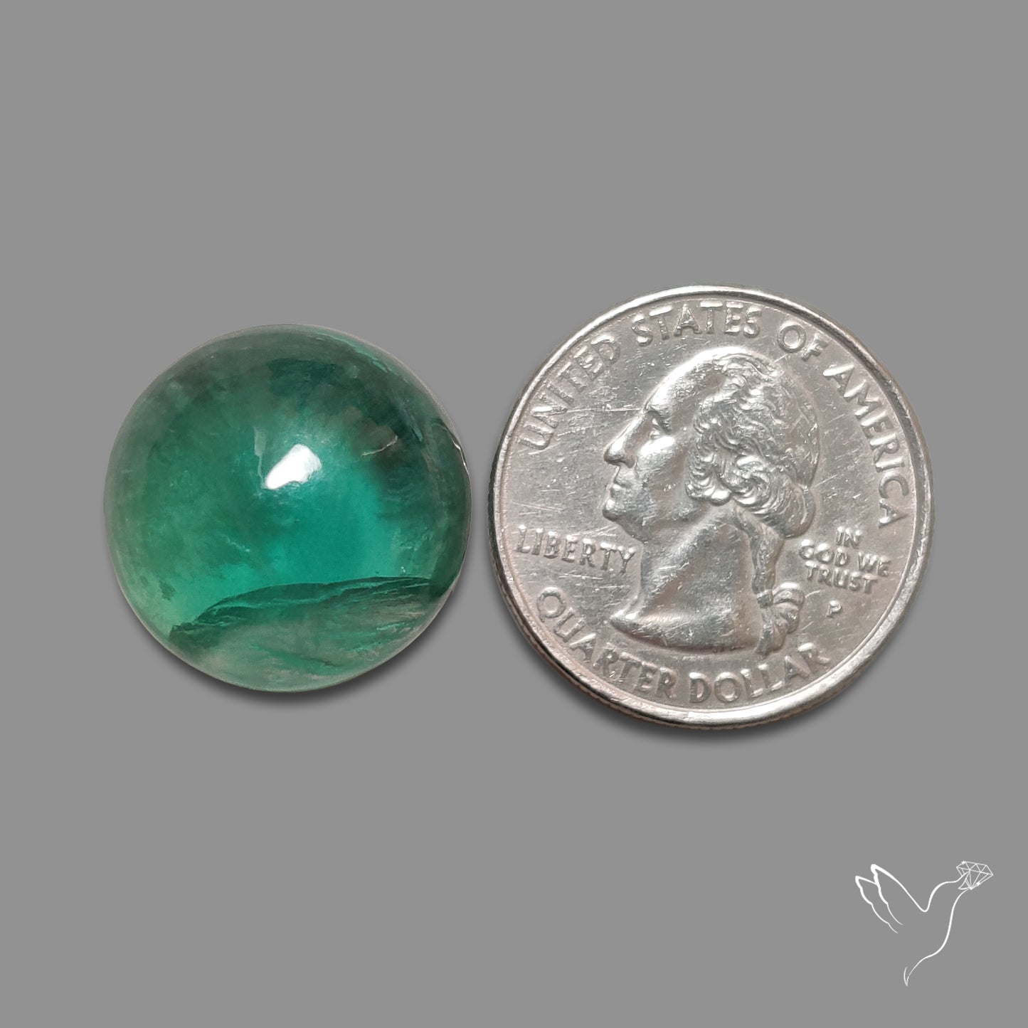 Deep Green Belgian Teal Fluorite Cabochon High Domed