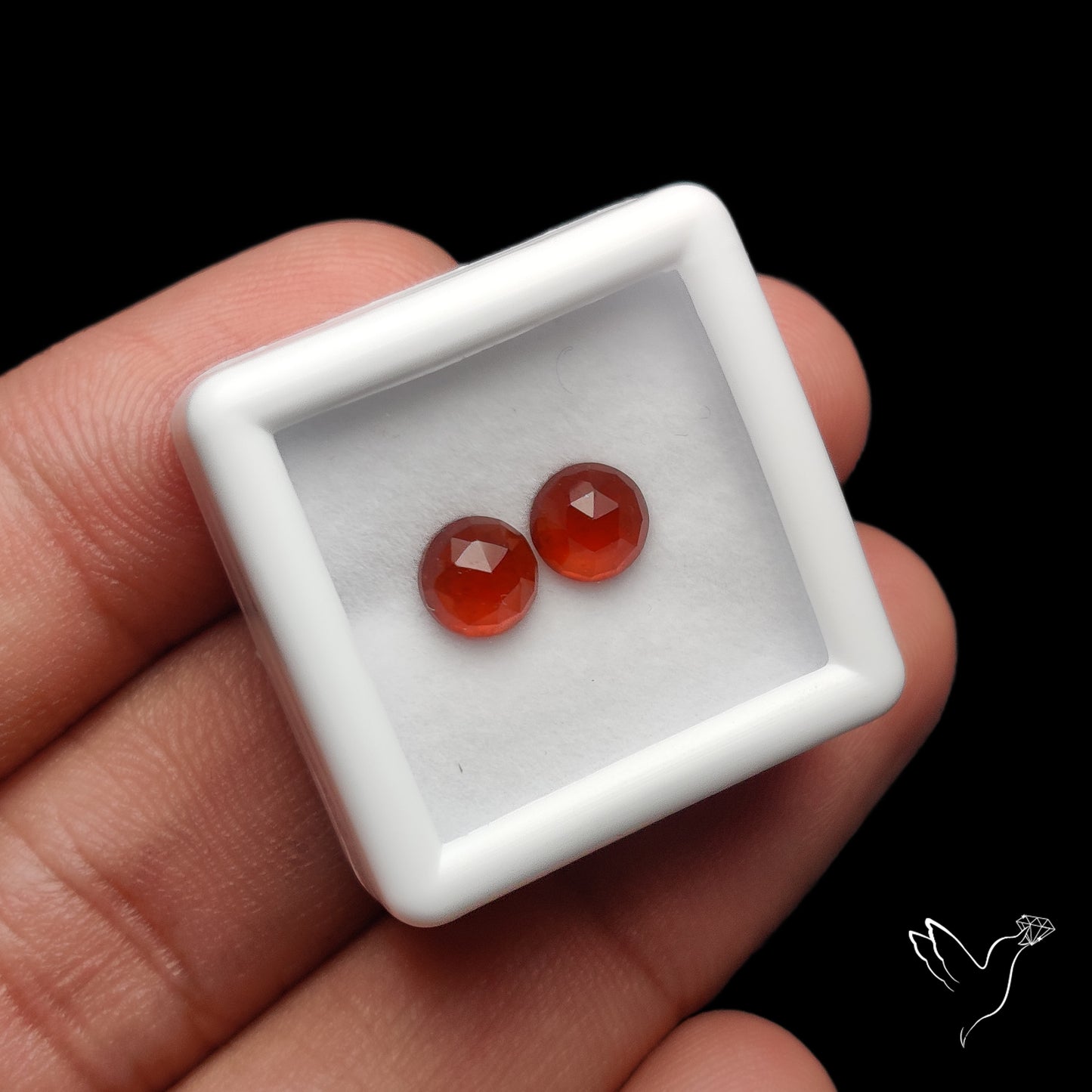 Rose Cut Hessonite Garnets Pair