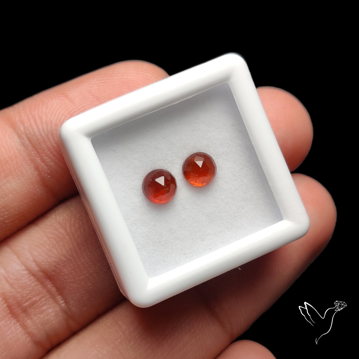 Rose Cut Hessonite Garnets Pair