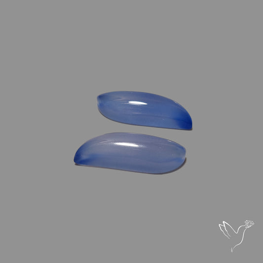 Namibian Blue Chalcedony Pair Natural Deep Lavender Blue