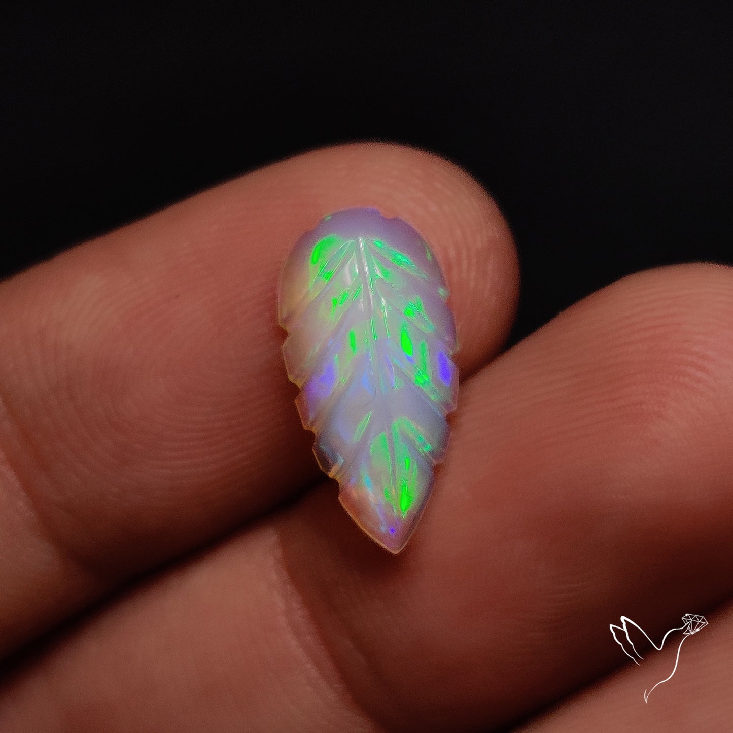 Ethiopian Welo Opal Leaf Carving Handcarved