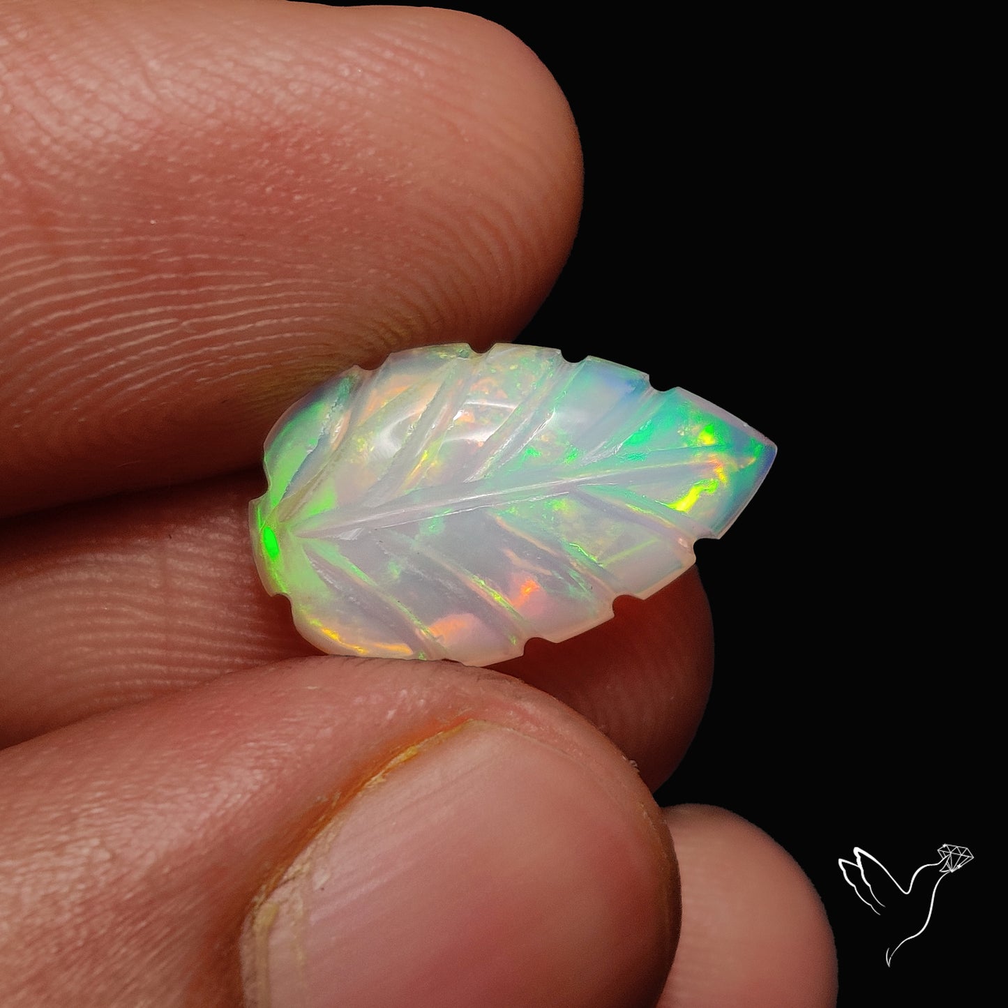 Ethiopian Welo Opal Leaf Carving Handcarved