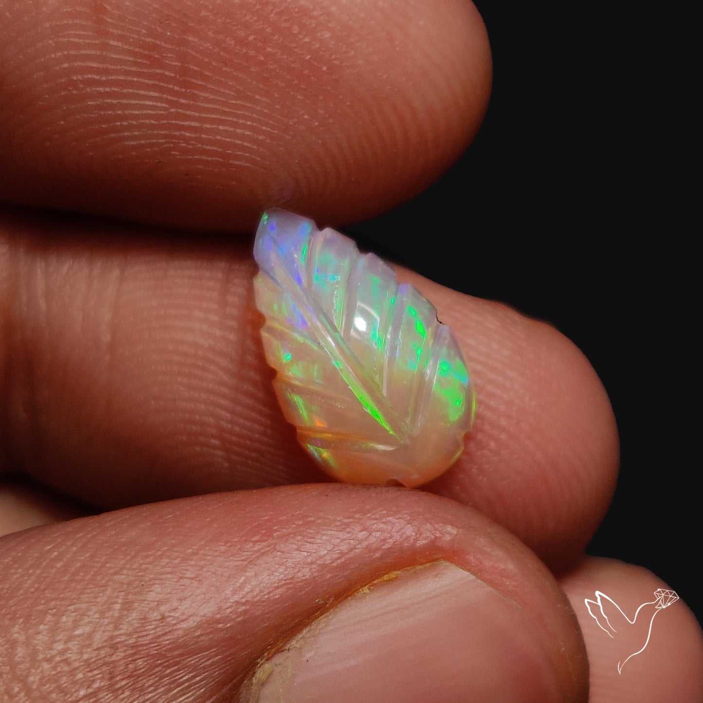 Ethiopian Welo Opal Leaf Carving Handcarved