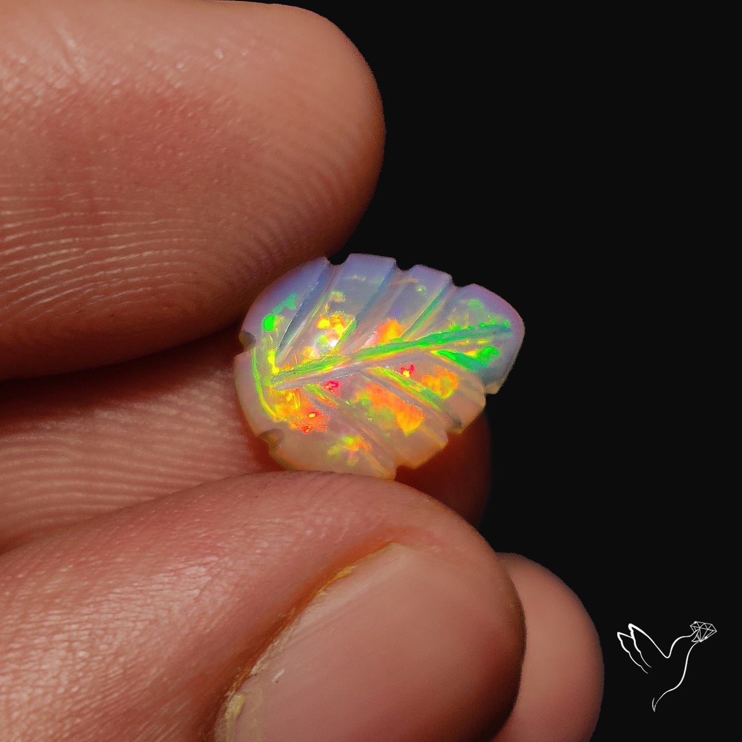 Ethiopian Welo Opal Leaf Carving Handcarved