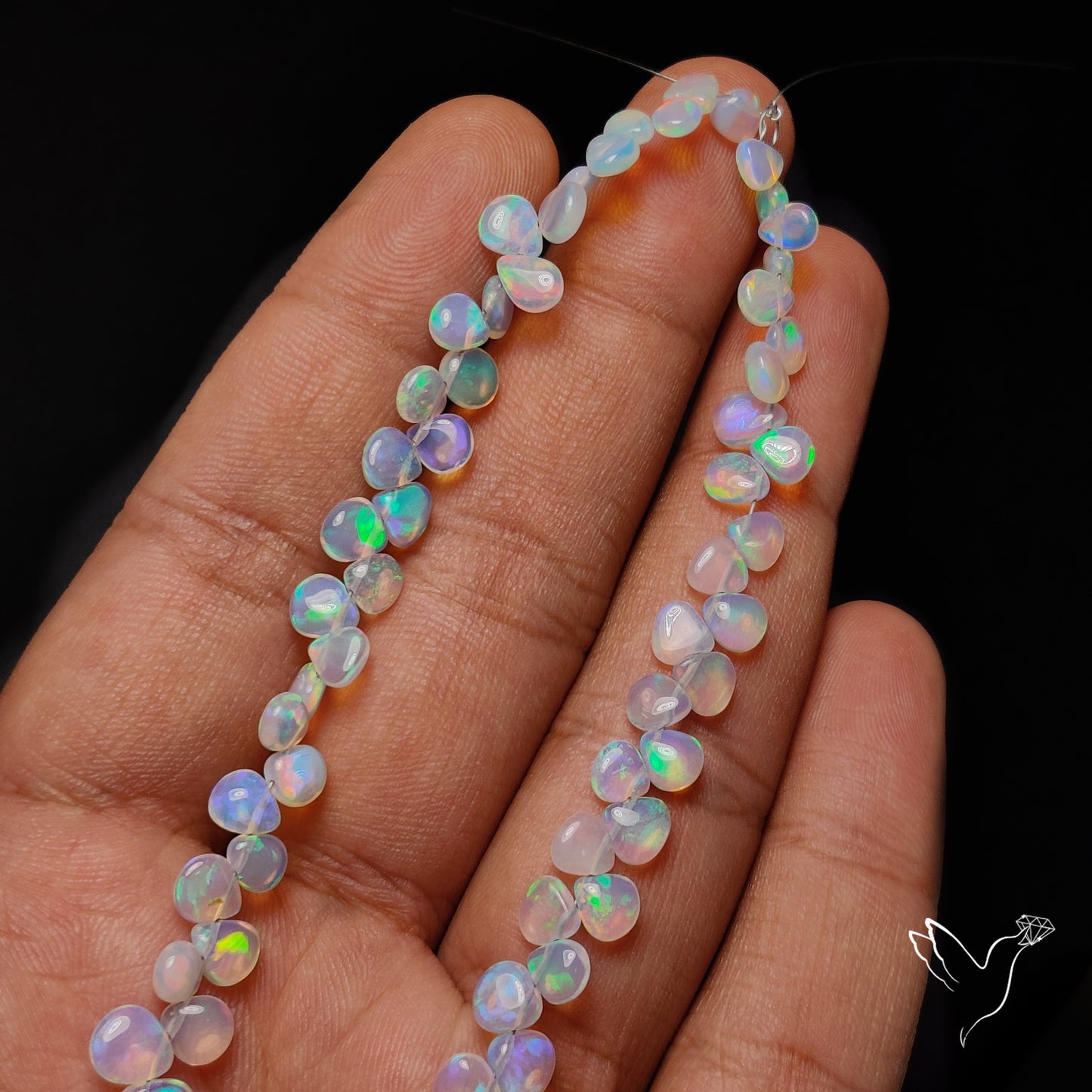 Ethiopian Opal Flat Drop Beads Plain Briolette Double Sided