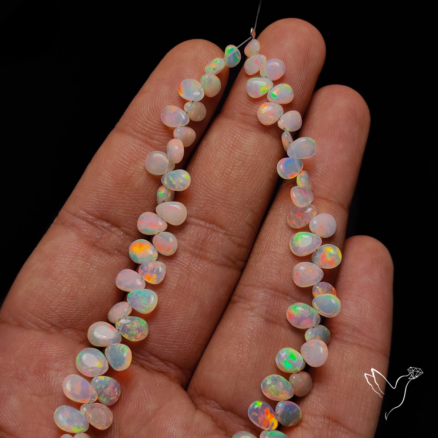 Ethiopian Opal Flat Drop Beads Plain Briolette Double Sided