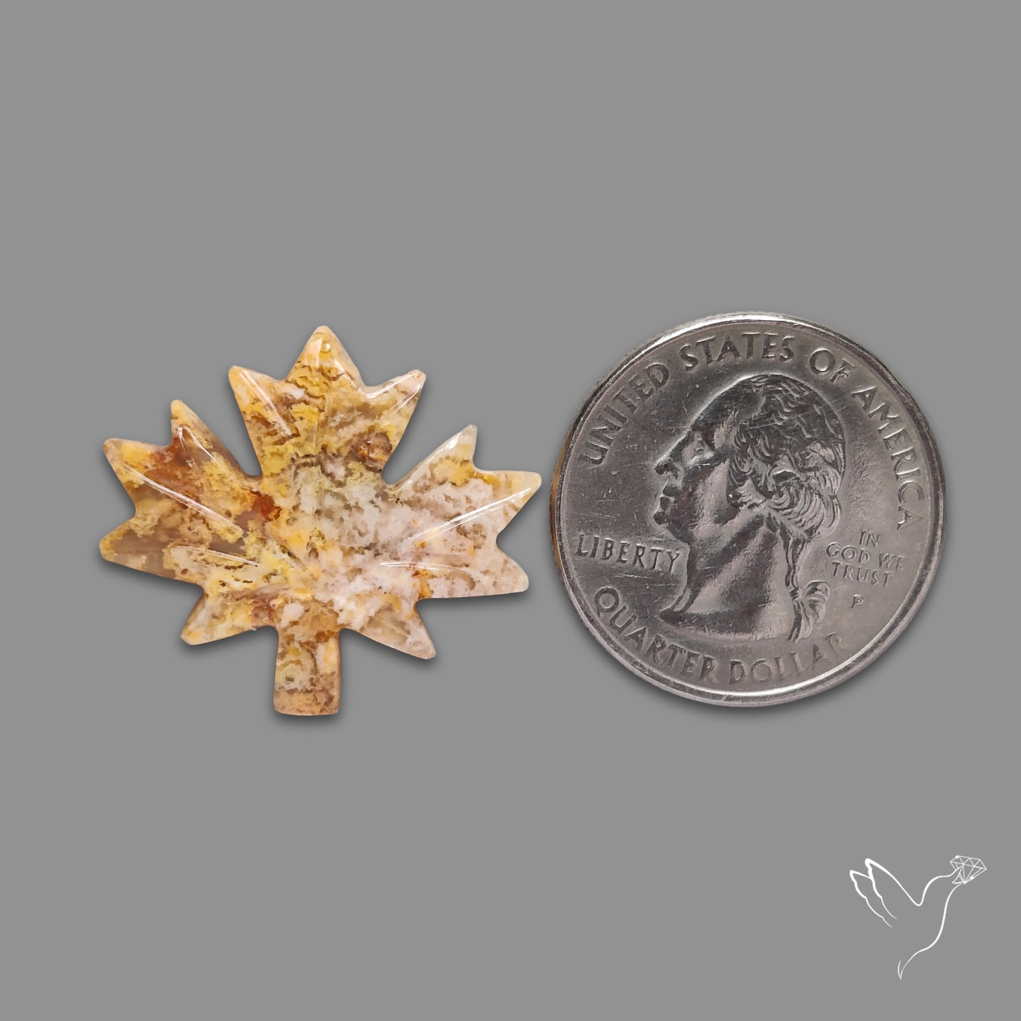 Plume Agate Maple Leaf Carving