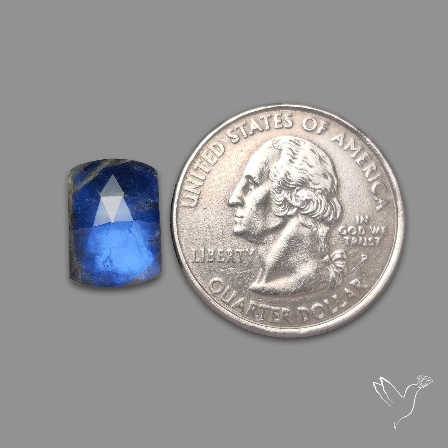 Rose Cut Quartz With Deep Blue Labradorite Doublet