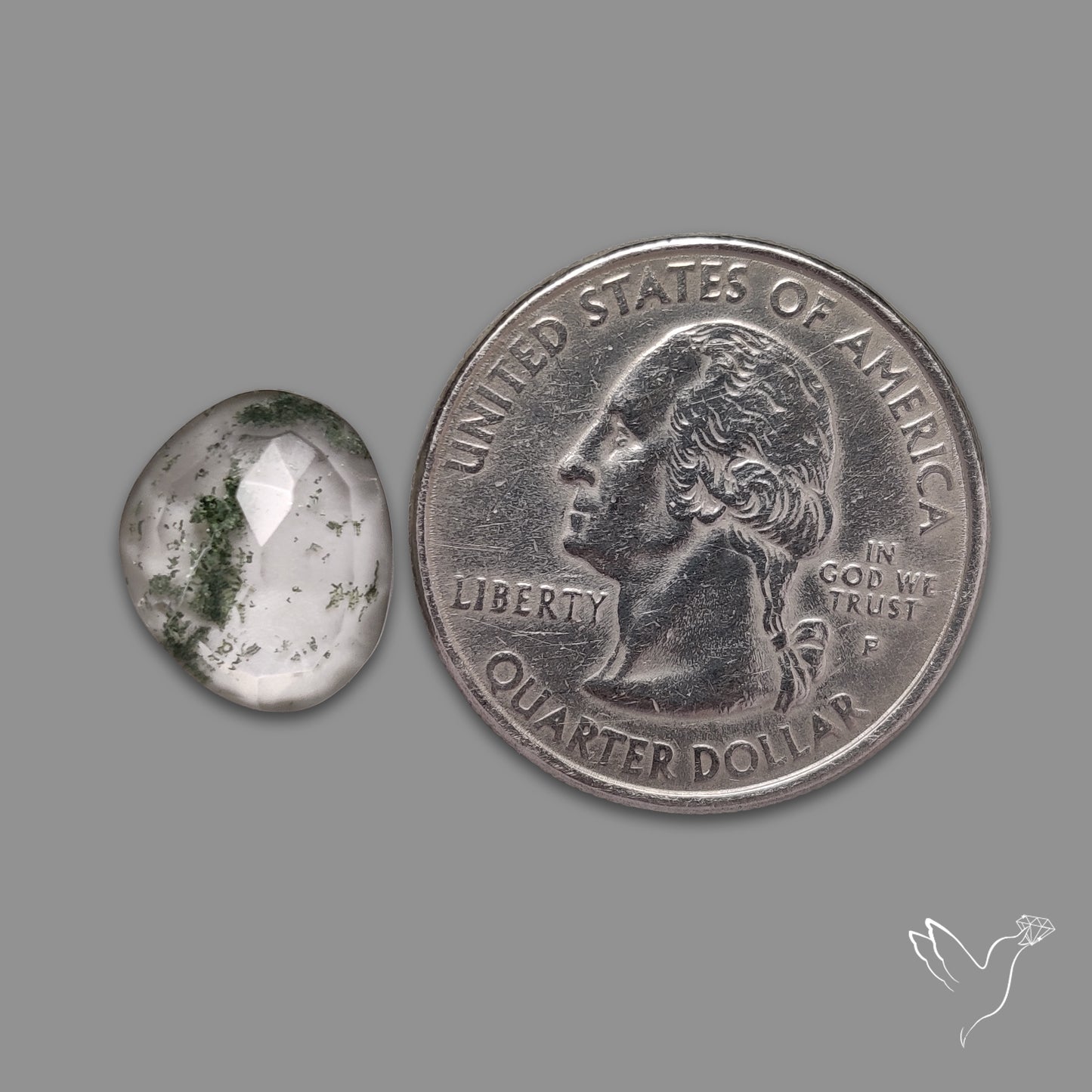 Rare Chlorite in Quartz Rose Cut