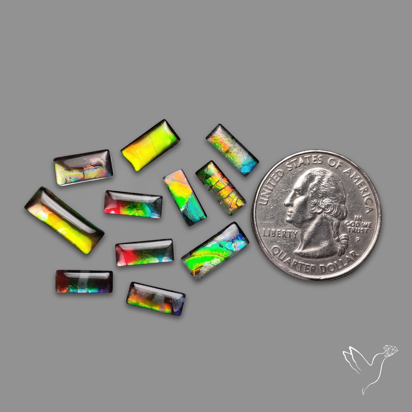 Ammolite Doublets with Quartz Lot