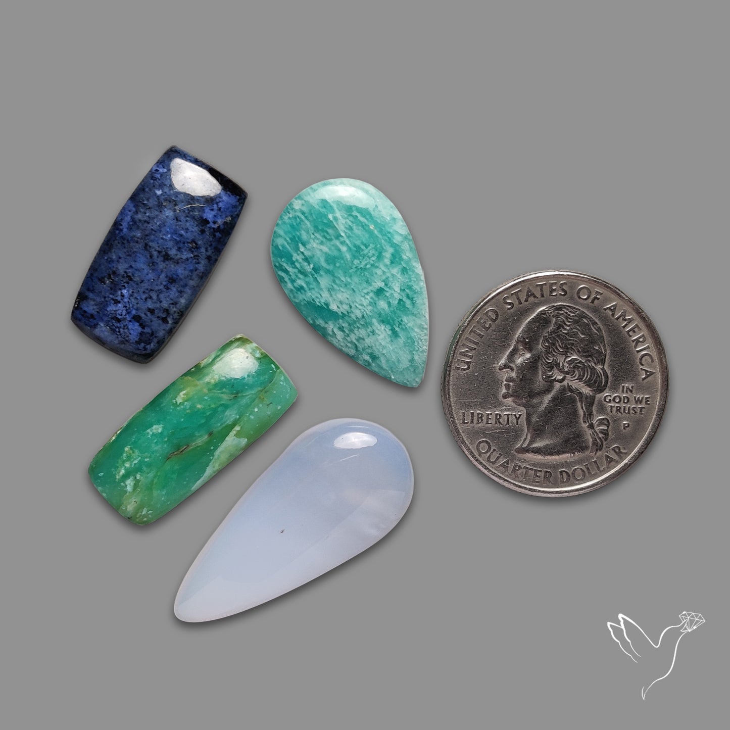 Namibian Chalcedony, Amazonite, Azurite, Peruvian Blue Opal Lot