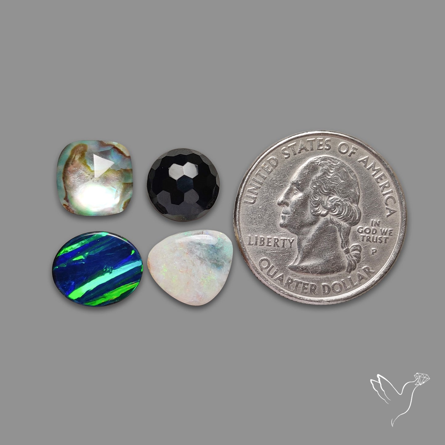 Doublet Opal, Sterling Opal, Abalone Shell and Black Spinel Mix Lot