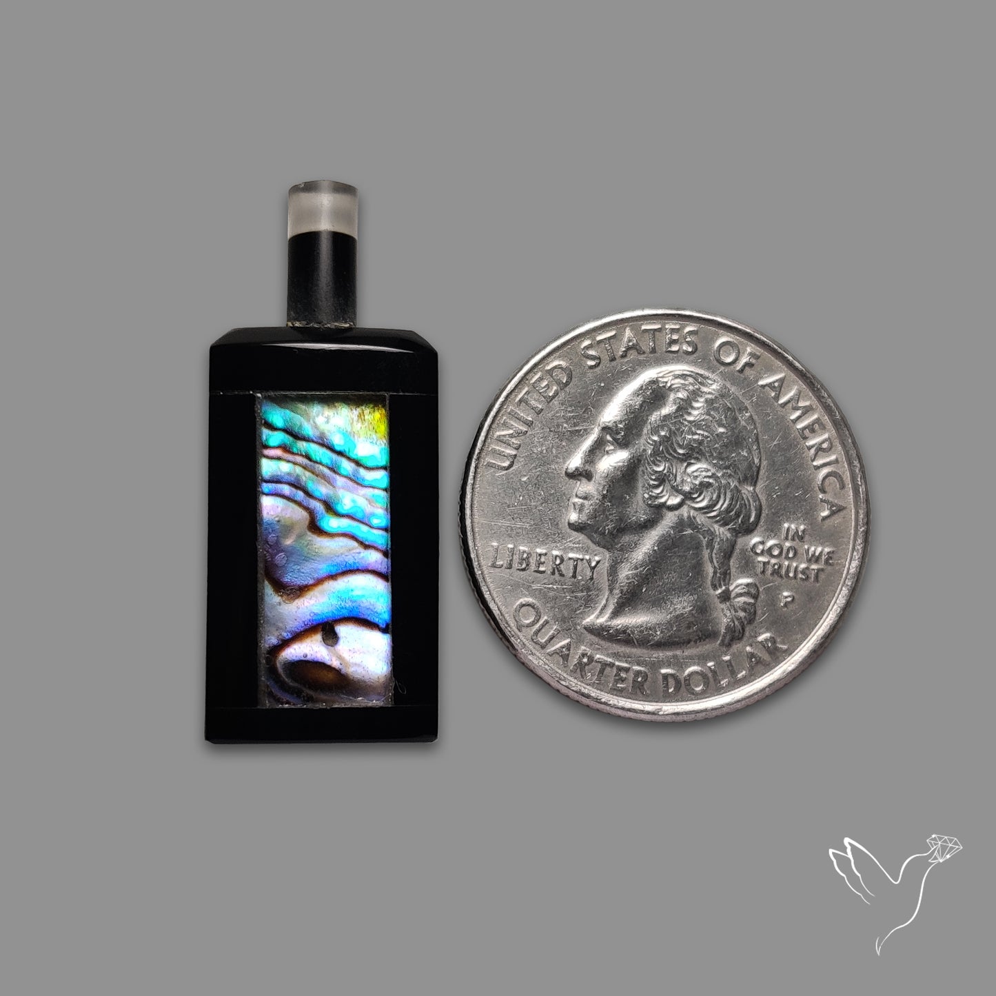 Abalone Shell Inlay Black Onyx Bottle Carving