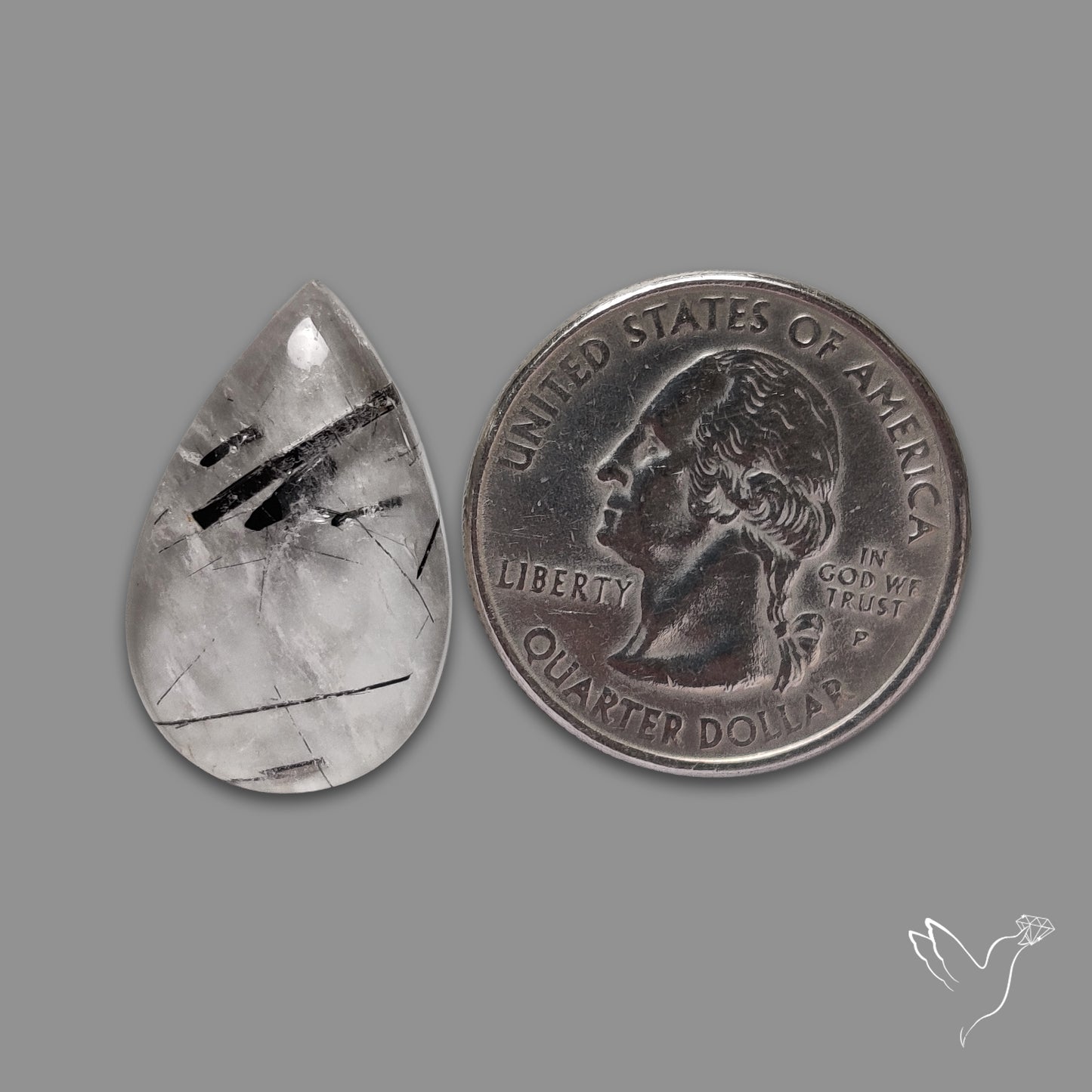 Sri Lankan Black Rutilated Quartz Cabochon