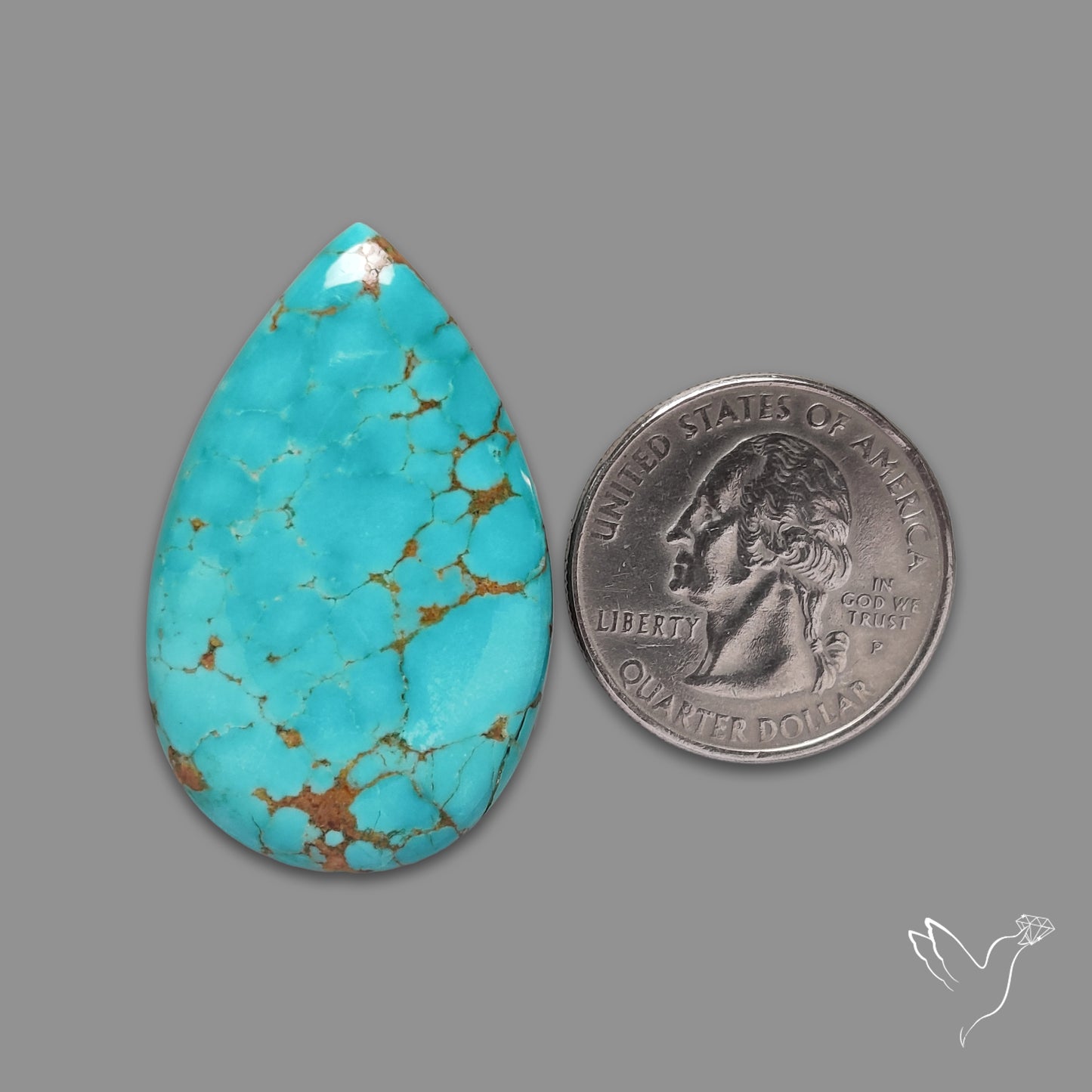 Rare Large Number 8 Mines Turquoise Cabochon