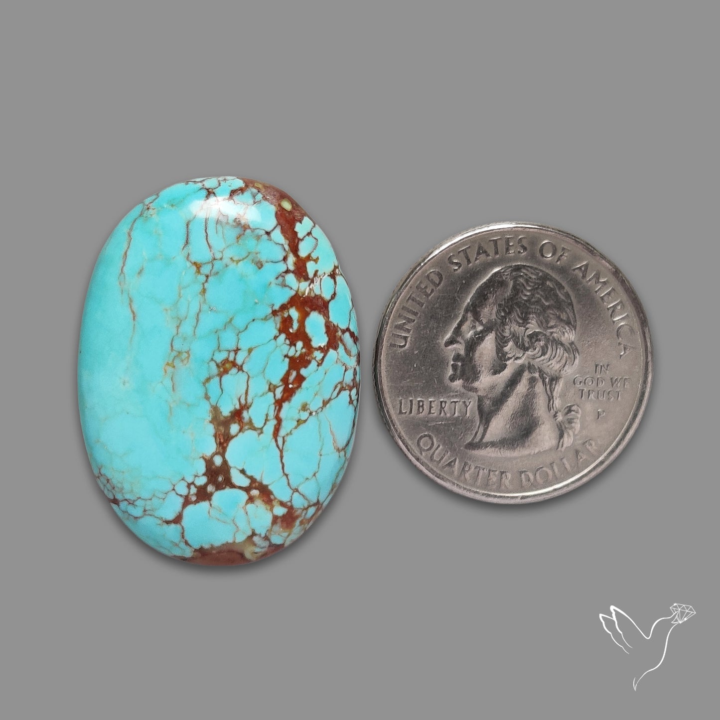 Rare Large Number 8 Mines Turquoise Cabochon