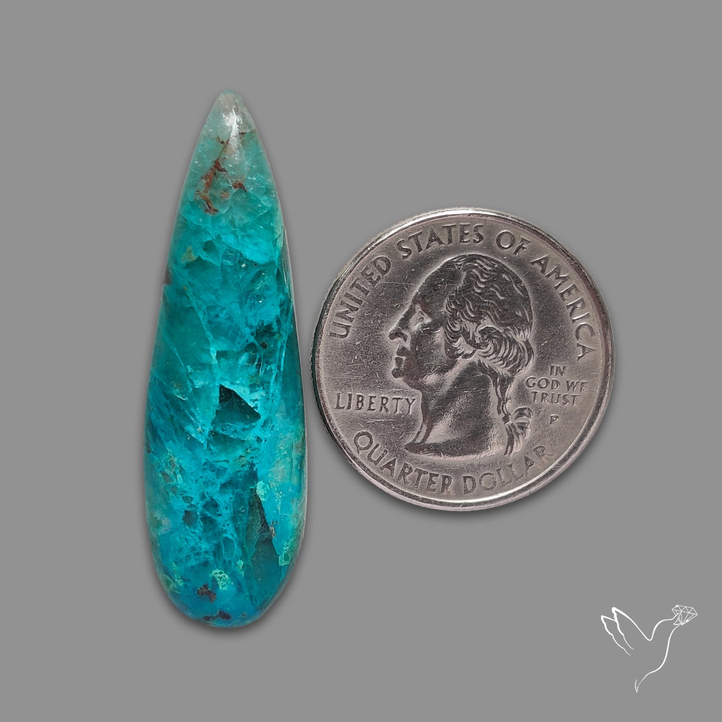 Shattuckite with Quartz Cabochon